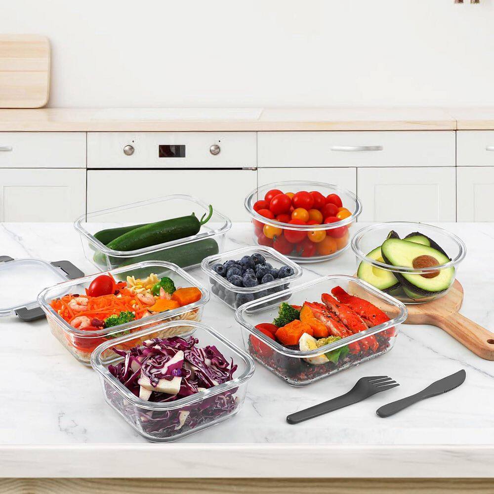 JFVKAF 24-Piece Glass Food Storage Containers Set, Airtight, BPA-Free ...