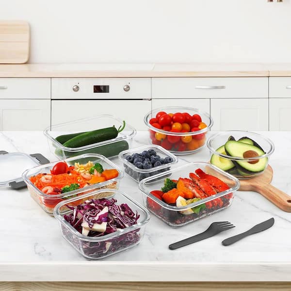 24-Piece Glass Food Storage Containers Set, Airtight, BPA-Free, Microwave/Oven/Freezer Safe