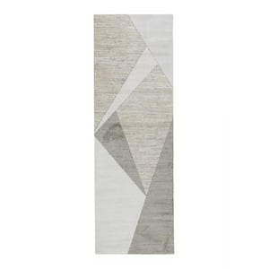 Maisie Gray Triangle 2.5 ft. x 8 ft. Geometric Runner Rug