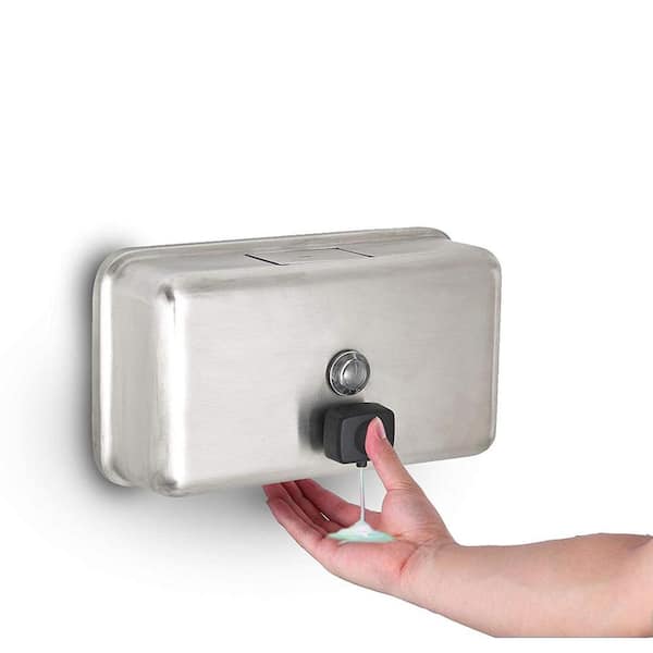 40 oz. Stainless Steel Horizontal Manual Surface-Mounted Liquid Soap Dispenser (2-Pack)