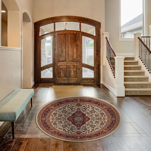Jewel Heriz Ivory 5 ft. Round Area Rug
