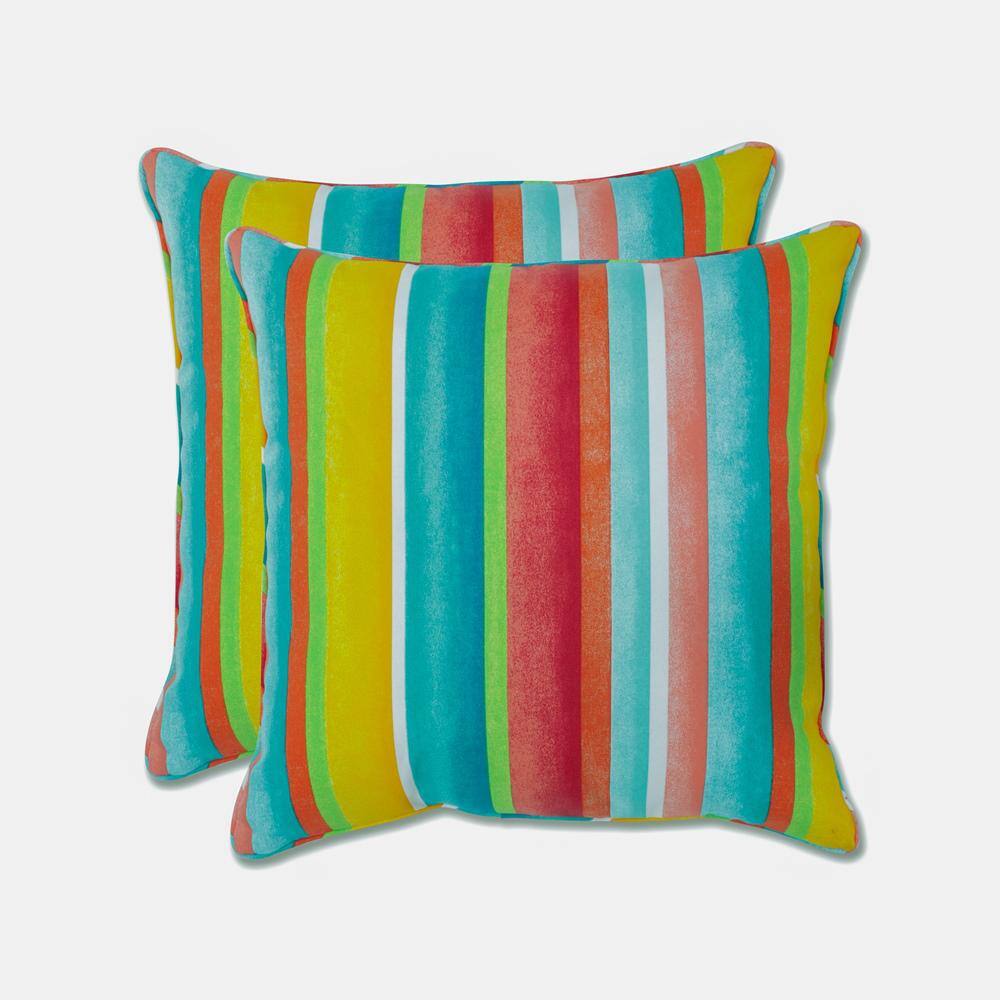 Pillow Perfect Cuscino Per Dondolo Da Esterno 45,7x114,3cm - Strisce Blu/Marrone Chiaro - Resistente All'Acqua E Allo Sbiadimento Con Lacci