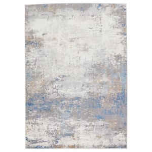Grotto Gray/Blue 5 ft. x 8 ft. Abstract Rectangle Area Rug