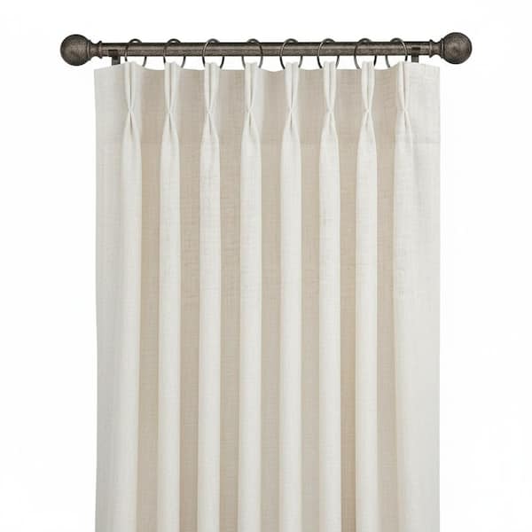 Beige Linen Blend Solid Color 40 in. W x 96 in. L Light Filtering Curtain (Set of 2 Panels)