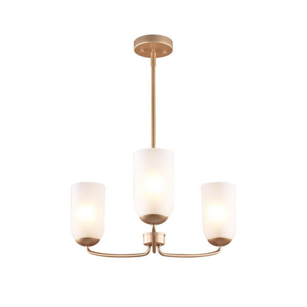 3-Light Satin Gold Modern Transitional Arc Chandelier for Dining Room with Frosted Glass Shades and No Bulbs Included price history on PriceWatchPro