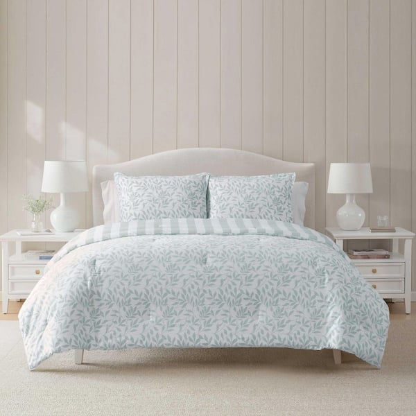MARTHA STEWART Garden Path Embroidery 3-Piece White/Winter Blue