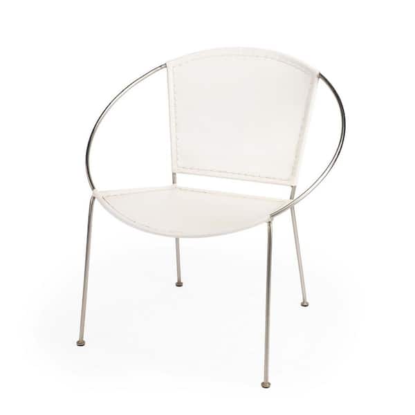 HomeRoots Bernadette 32 in. White Faux Leather Side Chair