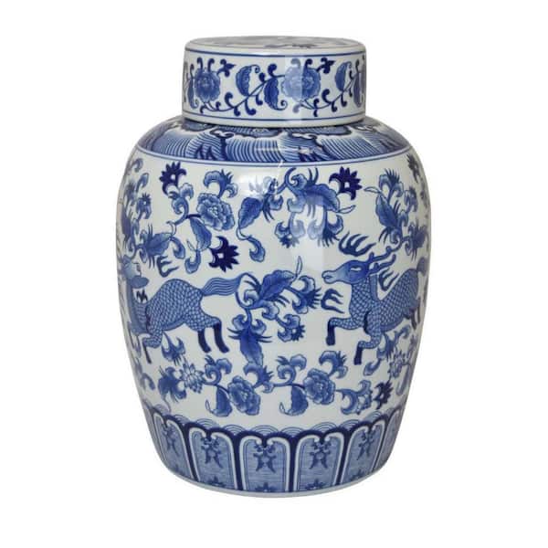Benjara Ceramic Jar with Floral Design