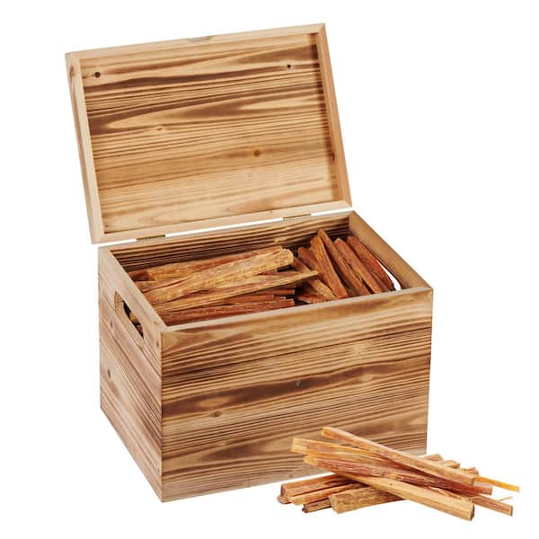 BTMWAY 15 lb. Boxed Fatwood Fire Starter Sticks Gift Box Set with a Wooden Storage Box for Kindling Safe Quickly and Easily
