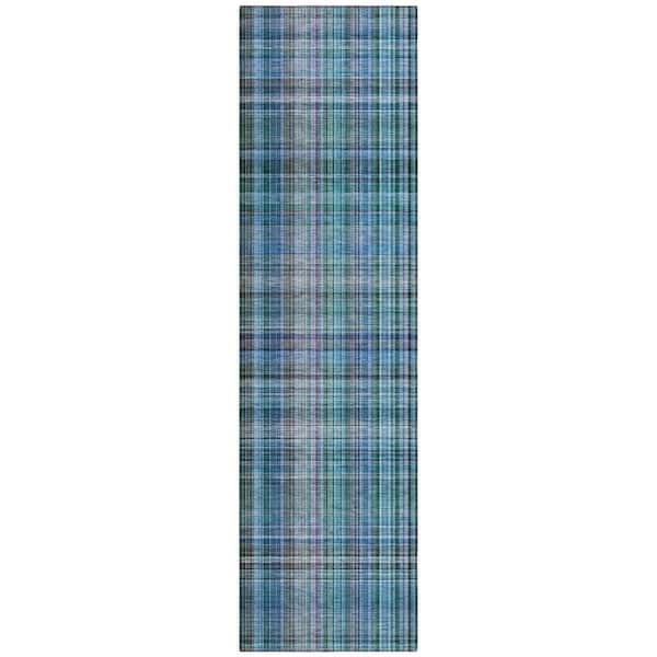 Chantille ACN541 Teal 2 ft. 3 in. x 7 ft. 6 in. Machine Washable Indoor/Outdoor Geometric Runner Rug