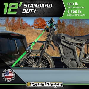 12 ft. Green Ratchet Tie Down Straps with 500 lb. Safe Work Load - 4 pack