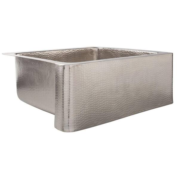 SINKOLOGY Monet Farmhouse Apron Front Handcrafted 25 in. Single Basin Kitchen Sink in Hammered Nickel