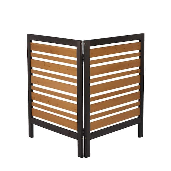 Unbranded 2-Panel 38 in. x 42 in. Wood Privacy Garden Fence-Outdoor Air Conditioner Fence Screen for Backyard, Garden