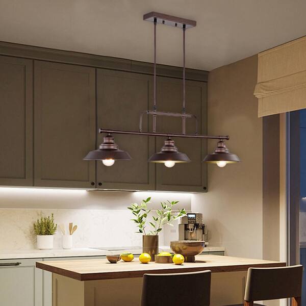 3 Light Oil Rubbed Bronze Kitchen Island Pendant With Metal Shade Xb A60002 3 Light Oil Rubbed Bronze Kitchen, Bronze Kitchen Island Pendants
