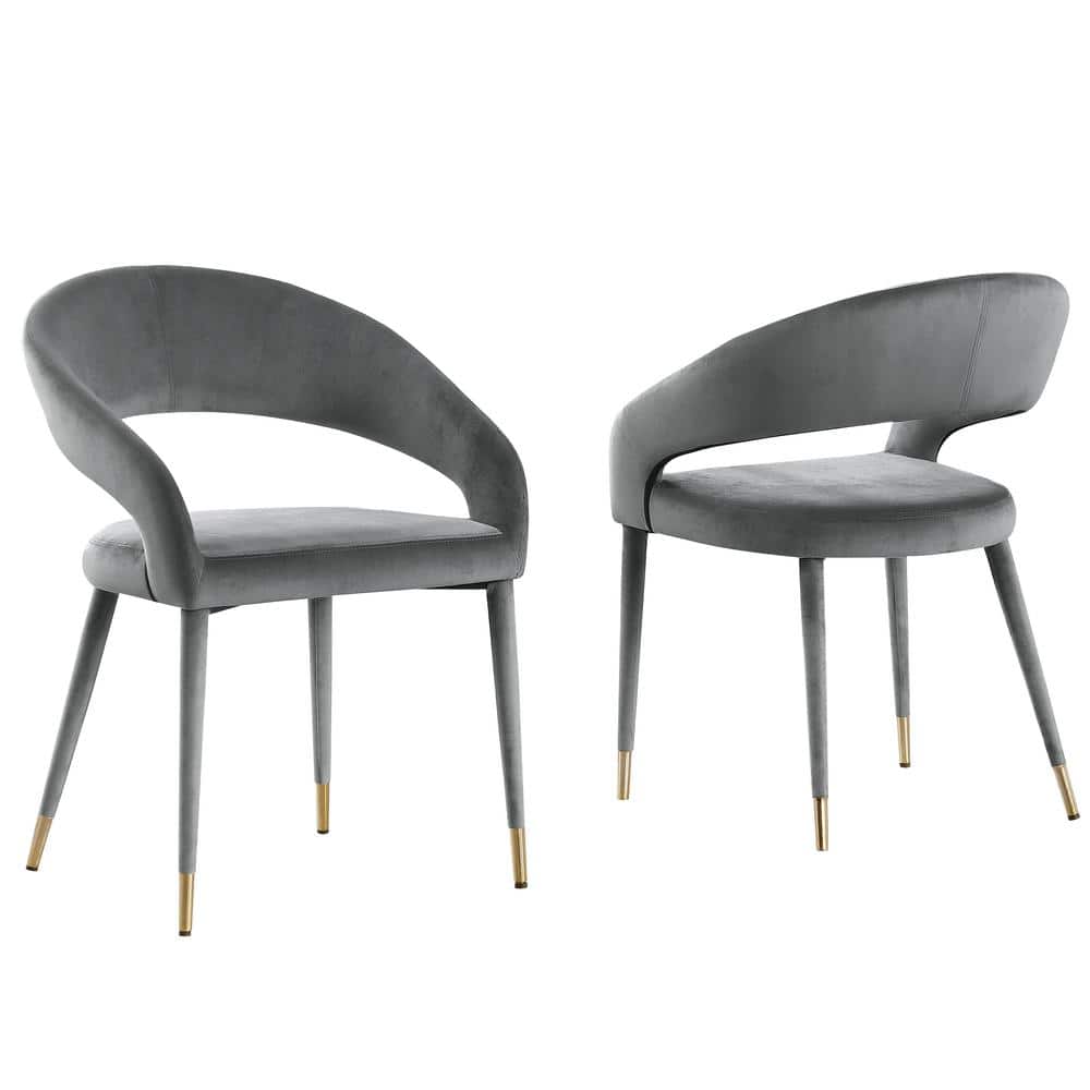 Jacques 32 in. H Velvet Gray Dining Chairs (Set of 2) price history on PriceWatchPro