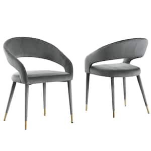Jacques 32 in. H Velvet Gray Dining Chairs (Set of 2)