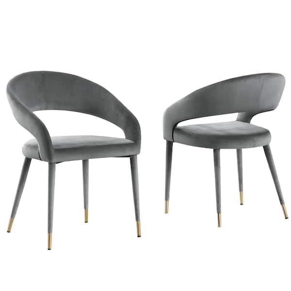 Best Master Furniture Jacques 32 in. H Velvet Gray Dining Chairs (Set of 2)