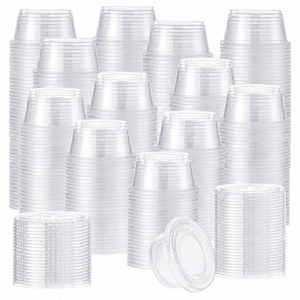 2 oz Clear BPA-Free Plastic Portion Cups with Lids, Leak-Free, Stackable, 400 Count