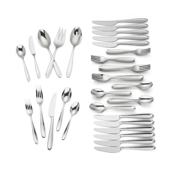 20-Piece Modern Parallel Brushed Black Flatware Set + Reviews