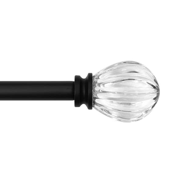 Lumi Home Furnishings 28 in. - 48 in. Adjustable Single Curtain Rod 5/8 in. Dia. in Matte Black with Acrylic Pumpkin finials