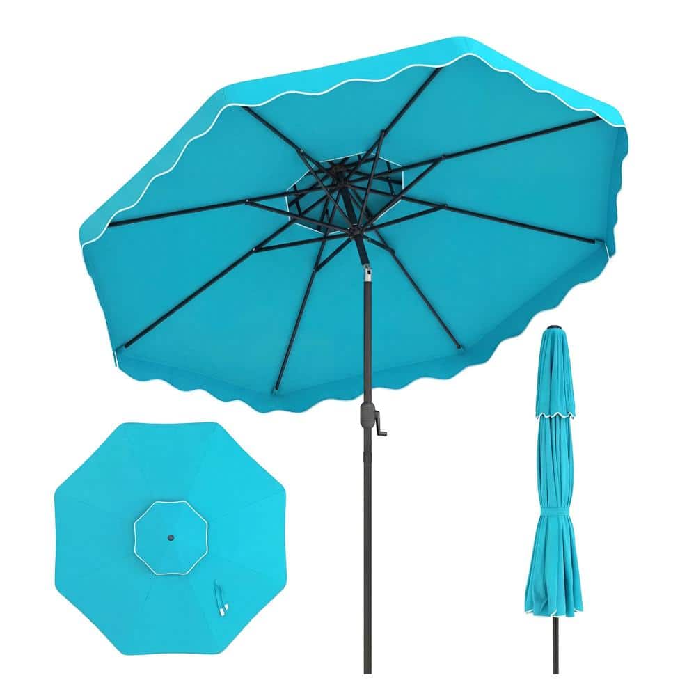 10 ft. Polyester and Metal Market Patio Umbrella with Crank Lift, Push Button Tilt, Turquoise price history on PriceWatchPro