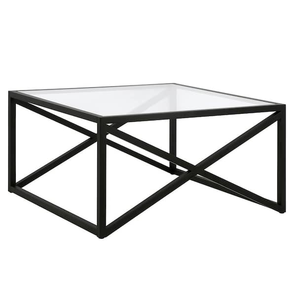 MEYER&CROSS Calix 32 in. Blackened Bronze Square Glass Coffee Table