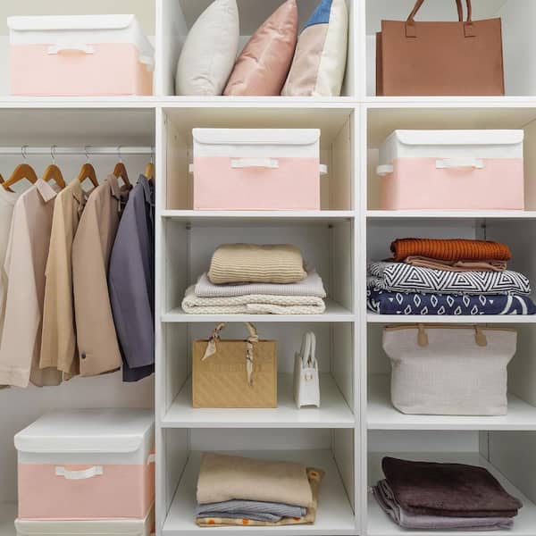 Unbranded Pink 16 in. x 10 in. Cardboard Decorative Basket Set of 2