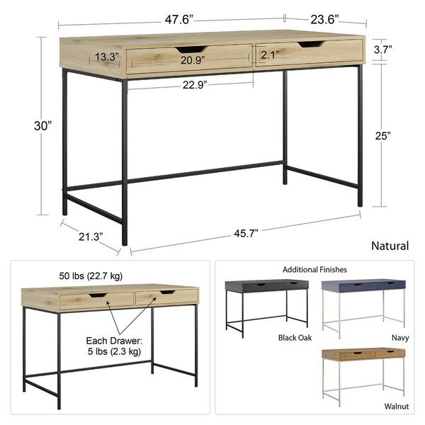 Ameriwood Home Meridian 36 in. Black Oak Student Computer Desk with  2-Shelves DE12900 - The Home Depot