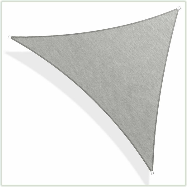 COLOURTREE 16 ft. x 16 ft. 190 GSM Grey Equilateral Triangle Sun Shade Sail Screen Canopy, Outdoor Patio and Pergola Cover