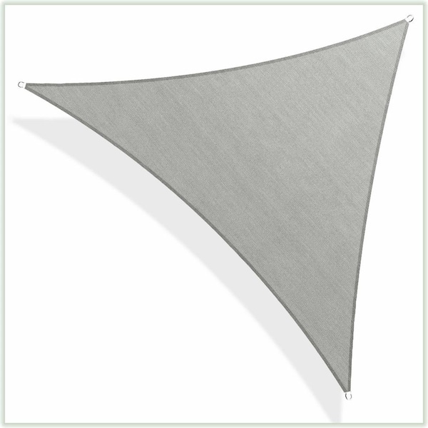 COLOURTREE 22 ft. x 22 ft. 190 GSM Grey Equilateral Triangle Sun Shade Sail Screen, Outdoor Patio and Pergola Cover