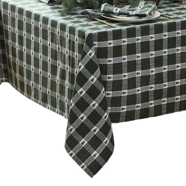 Sherwood Tree Dobby Rectangle Tablecloth, Green - 60"W x 120"L