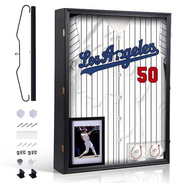 Unbranded Black 28 in. x 37 in. XL Jersey Frame Display Case, Deep Jersey Display Case, Acrylic Glass Shadow Box 98% UV Protection