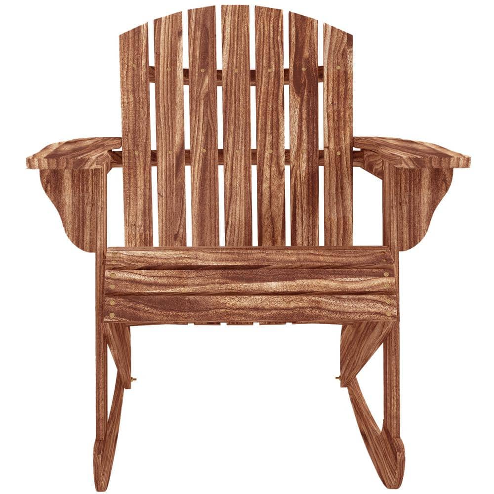 Outsunny Rustic Wooden Adirondack Rocking Chair Outdoor Lounge Chair ...