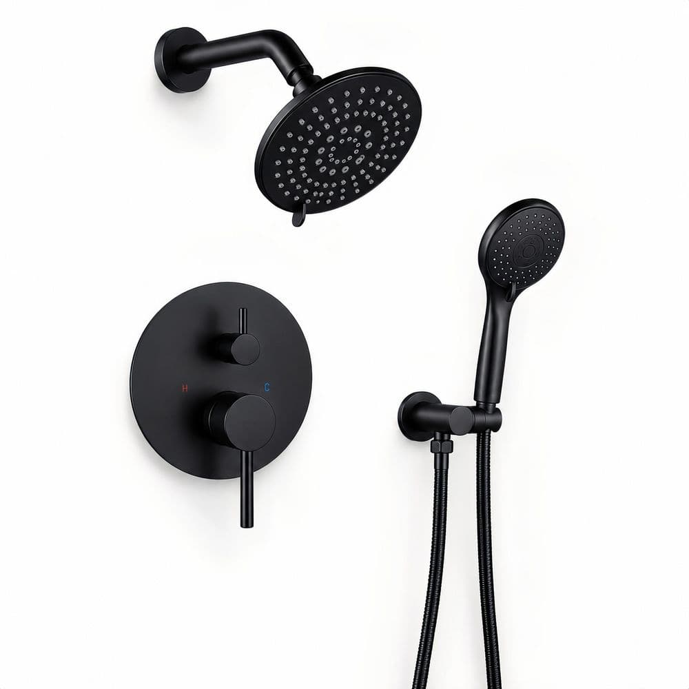 Single Handle 2 -Spray Shower Faucet 2.5 GPM with Pressure Balance in Matte Black (Valve Included) price history on PriceWatchPro