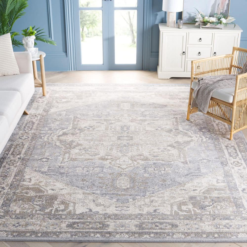 Brentwood 6 ft. x 9 ft. Gray/Beige Border Medallion Area Rug price history on PriceWatchPro
