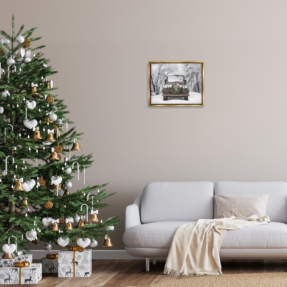 Wreathed Truck in Snow by Lori Deiter Gold Floater Frame Travel Graphic Art Print 17 in. x 21 in. price history on PriceWatchPro