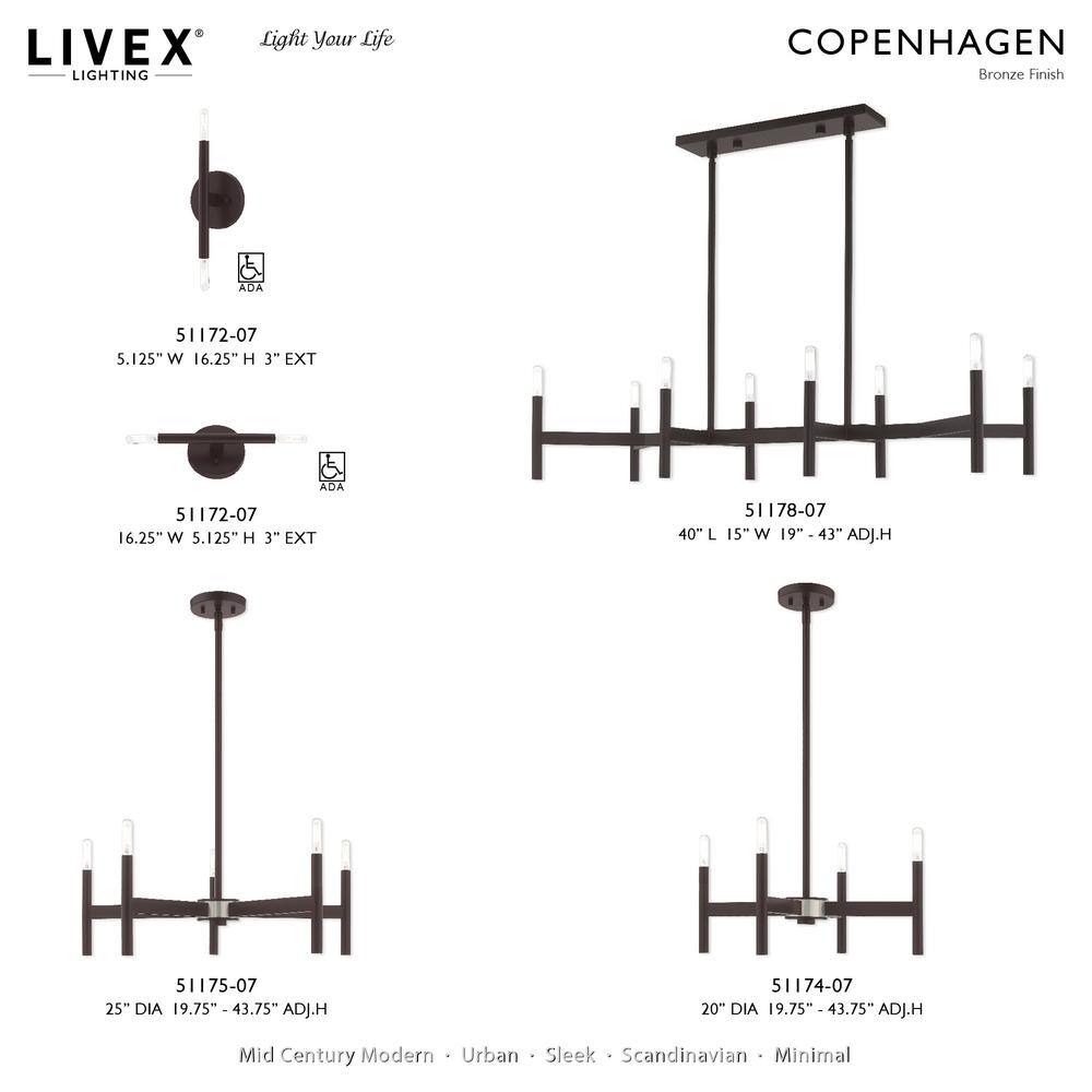 Bronze 5-Light Mid-Century Modern Chandelier