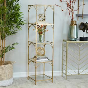 56 in. 5 Shelves Metal Stationary Gold Shelving Unit