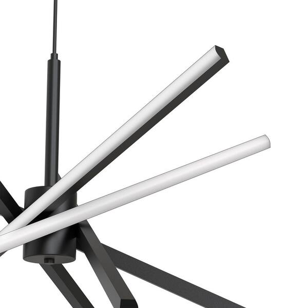 YANSUN 5-Light Black Modern LED Chandelier, Linear Pendant
