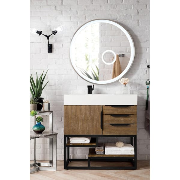 James Martin Vanities Columbia 35.5 in. W x 18.8 in. D x 14.3 in. H Single Bath Vanity Cabinet without Top in Latte Oak