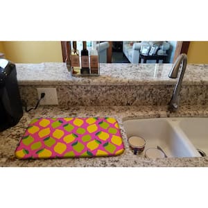 14 in. x 21 in. Lemons and Limes on Pink Dish Drying Mat