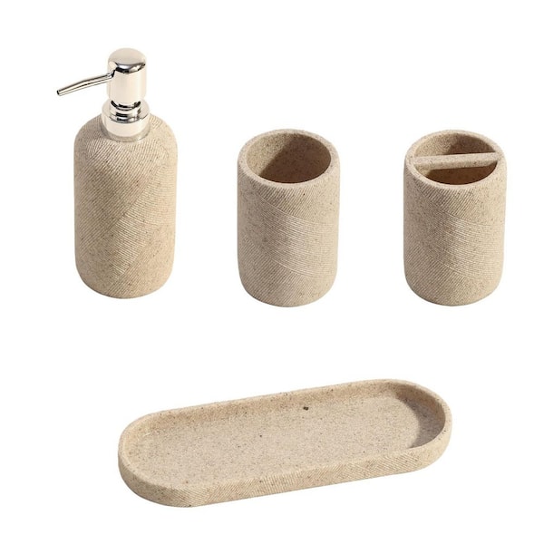 Wudkey 4-Piece Bathroom Accessory Set with Soap Dispenser
