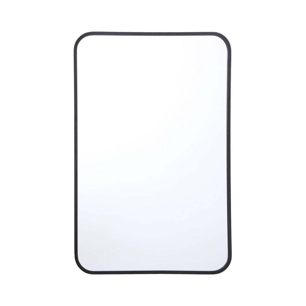 18 in. x 28 in. Modern Home, Matte Black Metal Accent Mirror with ...