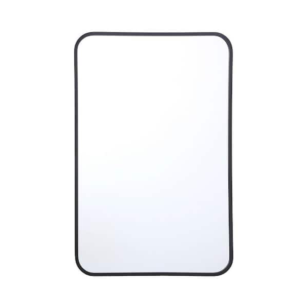 Unbranded 18 in. x 28 in. Modern Home, Matte Black Metal Accent Mirror with Curved Corners