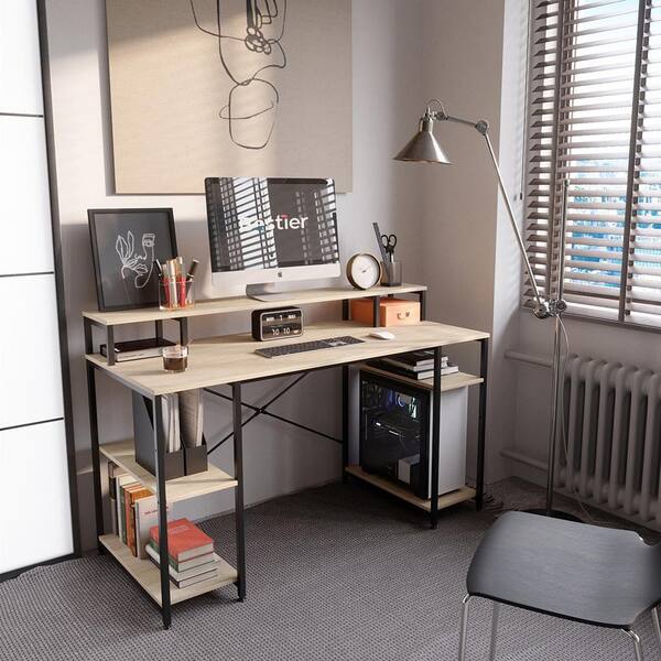 oak shelf desk