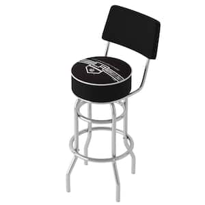 Los Angeles Kings Logo 31 in. White Low Back Metal Bar Stool with Vinyl Seat