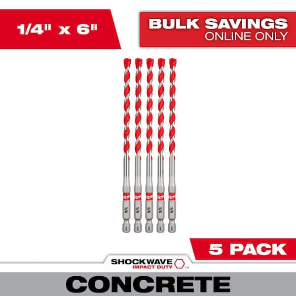 1/4 in. SHOCKWAVE Carbide Hammer Drill Bits (5-Pack)