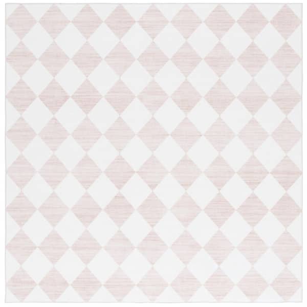 SAFAVIEH Santa Clara Ivory/Beige 6 ft. x 6 ft. Machine Washable Distressed Checkered Square Area Rug