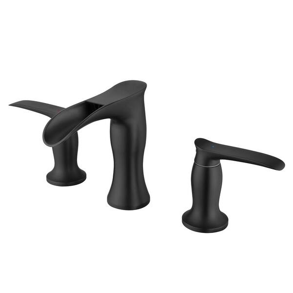 Fapully Widespread 3-hole 2-handle Low-arc Bathroom Faucet In Matte 