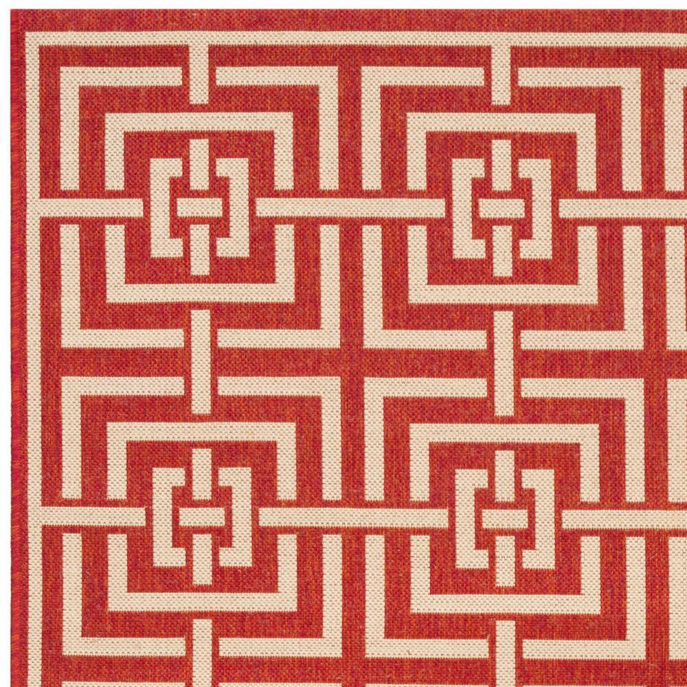 Handmade Geometric Red & Cream Synthetic Indoor/Outdoor Rug, 5'3" x 7'6"